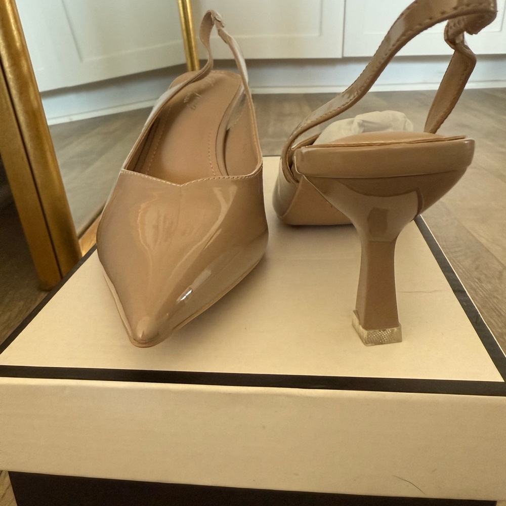 Zara inspired  Tan Slingback Heels with Pointed Toe